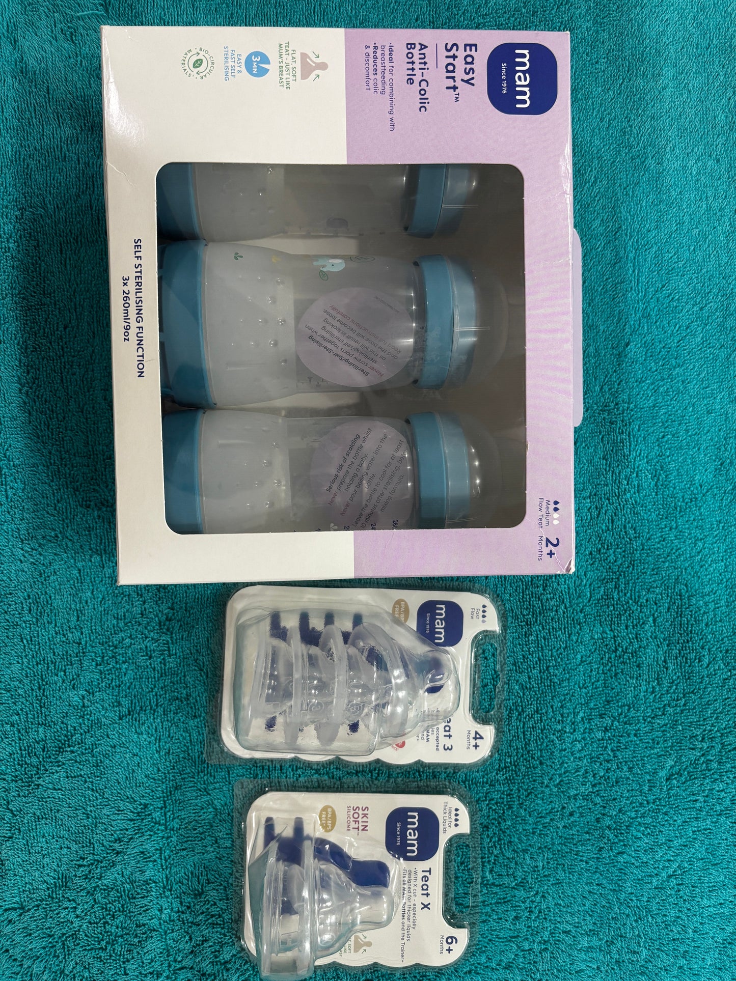 MAM MAM Easy Start Anti-Colic Baby Bottles + Teats for 4/6 Months +