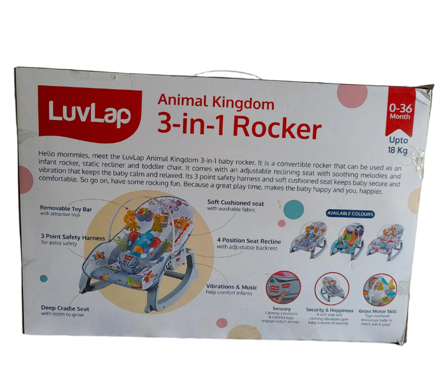 LuvLap Animal Kingdom 3-in-1 Baby Rocker