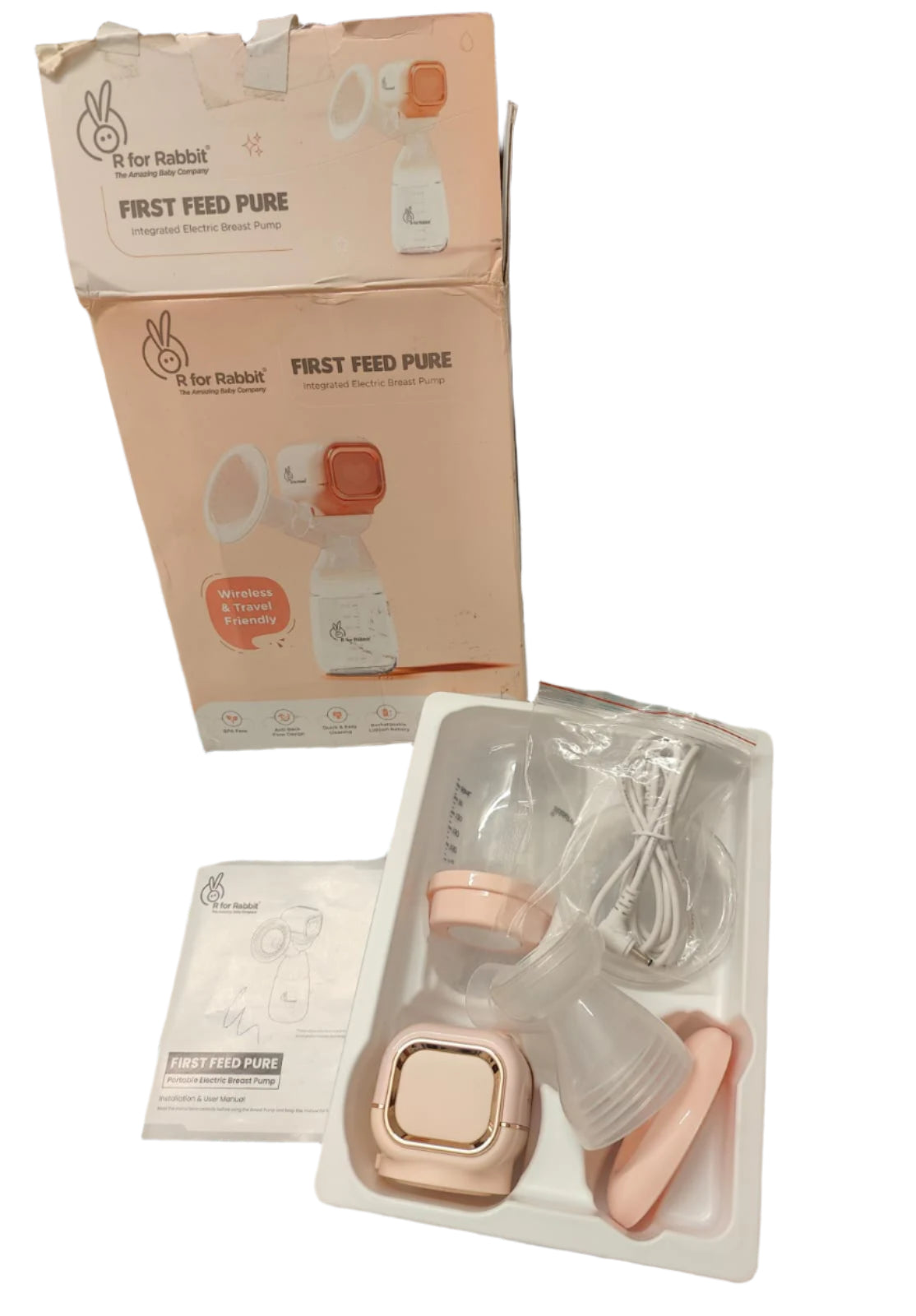 R For Rabbit First Feed Pure Electric Breast Pump | Peach Color