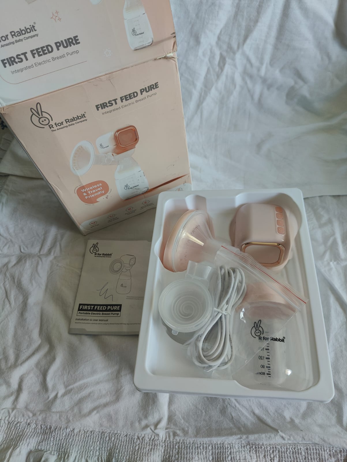 R For Rabbit First Feed Pure Electric Breast Pump | Peach Color