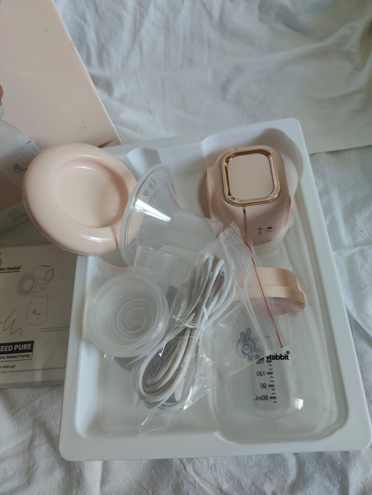 R For Rabbit First Feed Pure Electric Breast Pump | Peach Color