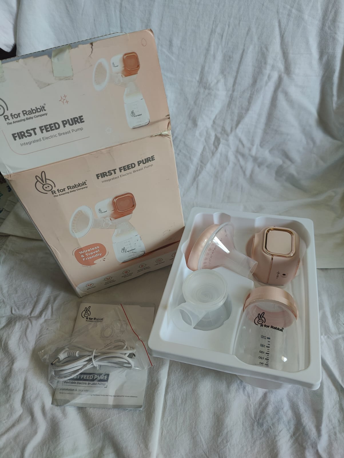 R For Rabbit First Feed Pure Electric Breast Pump | Peach Color