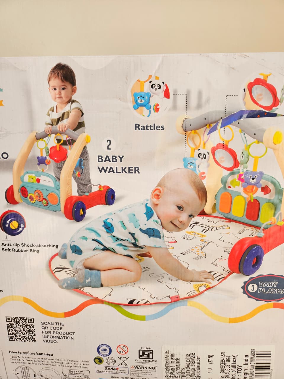 iToys 3-in-1 Piano Playgym with walker, Brand New