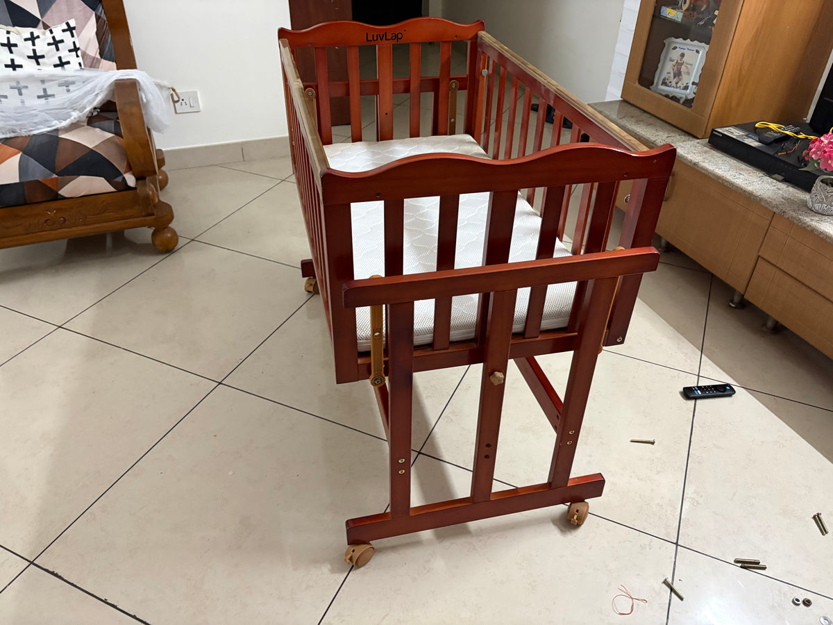 LuvLap C-30 Baby Wooden Cot, Baby Cradle & Crib
