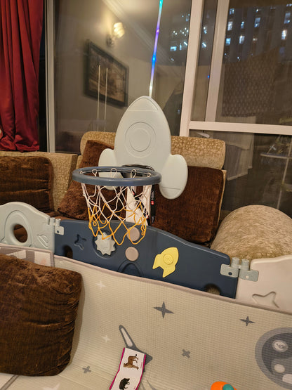 Babyliv Playpen with Soft Mat & Basketball Net