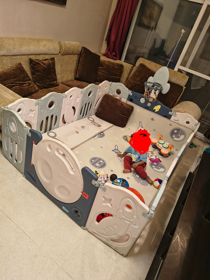 Babyliv Playpen with Soft Mat & Basketball Net