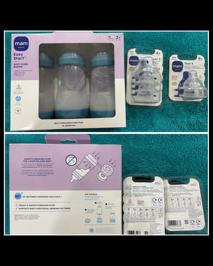 MAM MAM Easy Start Anti-Colic Baby Bottles + Teats for 4/6 Months +