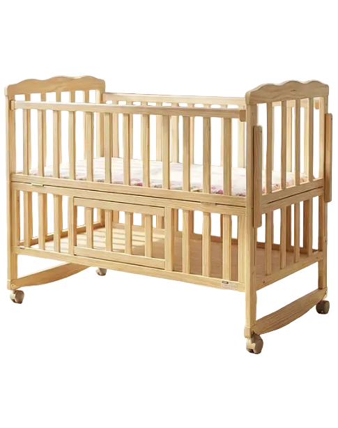 Babyhug Montana wooden cot cum rocker with mosquito net