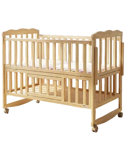 Babyhug Montana wooden cot cum rocker with mosquito net