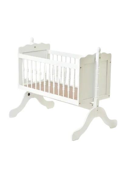 Miarcus Rubber Wood White Baby Cradle