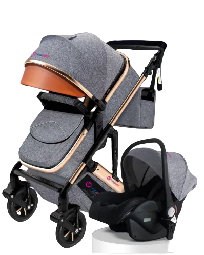 Huny Huny 4-In-1 -Z Fold- Stroller Pram Travel System with Car Seat