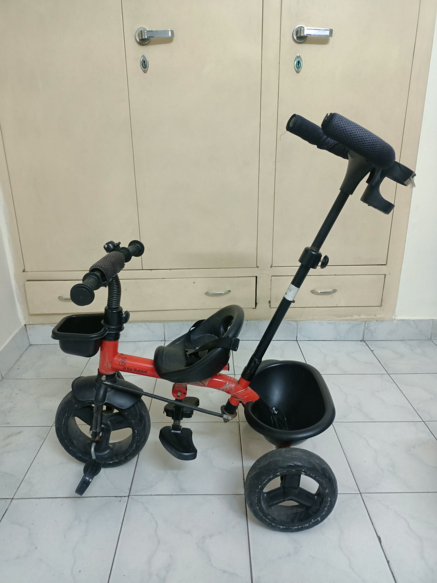 R for Rabbit  Tricycle in Red colour