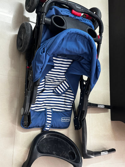 Babyhug Wander Buddy Stroller With Rear Parent Utility Box With Cup Holder - Blue