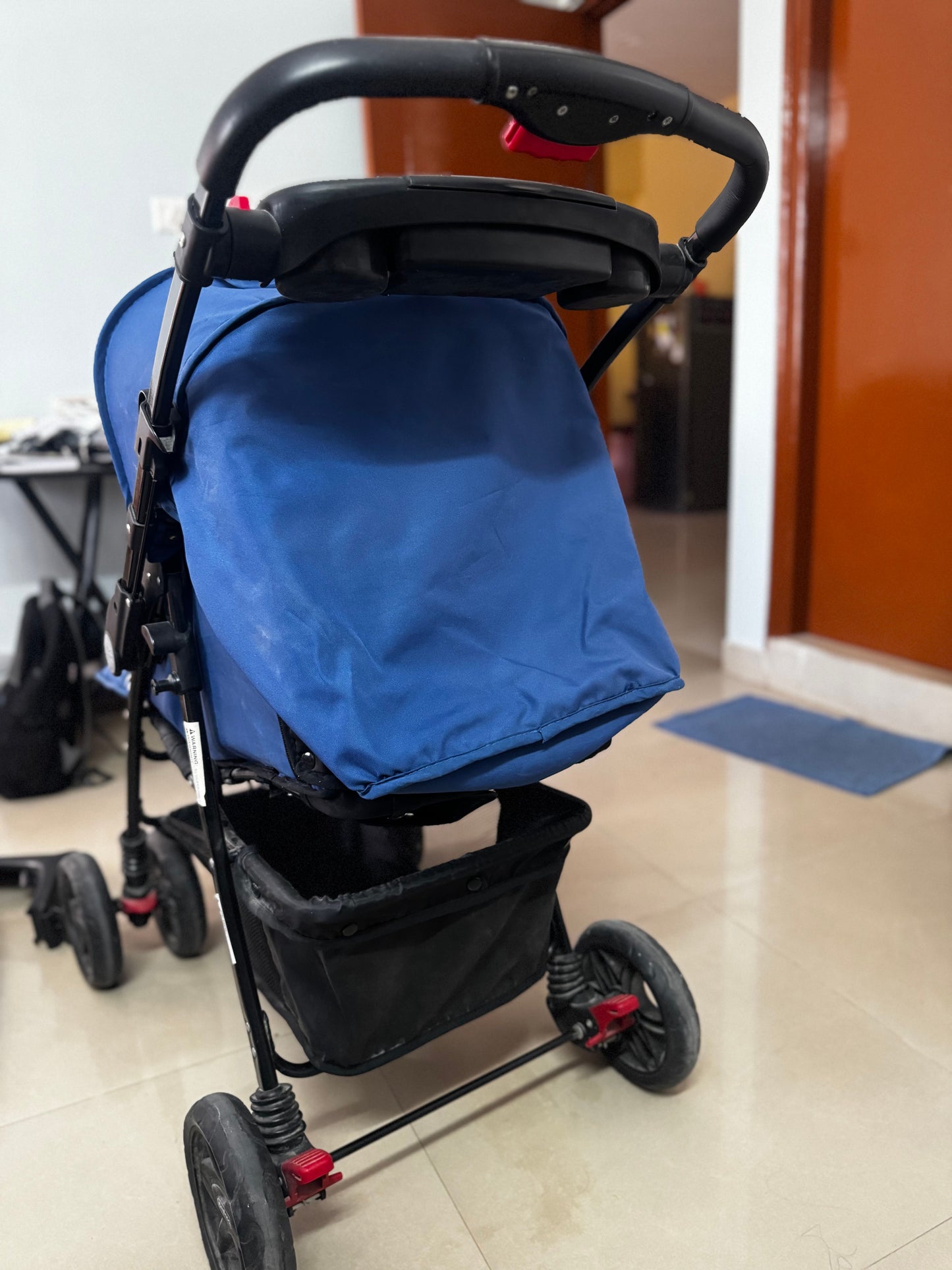 Babyhug Wander Buddy Stroller With Rear Parent Utility Box With Cup Holder - Blue