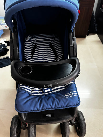 Babyhug Wander Buddy Stroller With Rear Parent Utility Box With Cup Holder - Blue