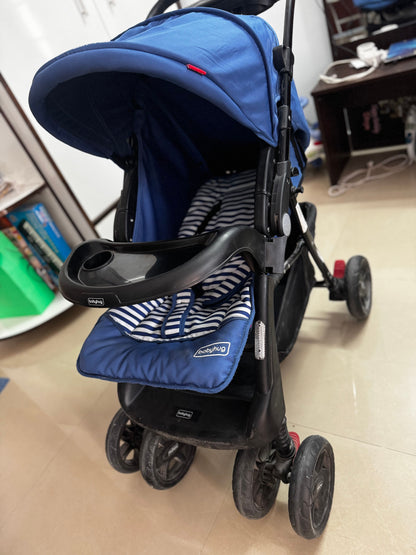 Babyhug Wander Buddy Stroller With Rear Parent Utility Box With Cup Holder - Blue