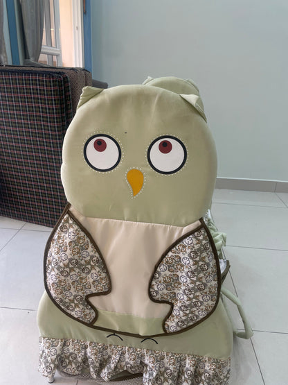 Babyhug Owl Print Cradle with Mosquito Net and Swing Lock function