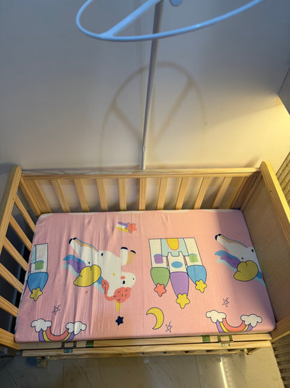 Huny Huny Pinewood Baby Bed 6-in-1 Multifunctional Rocking Cot