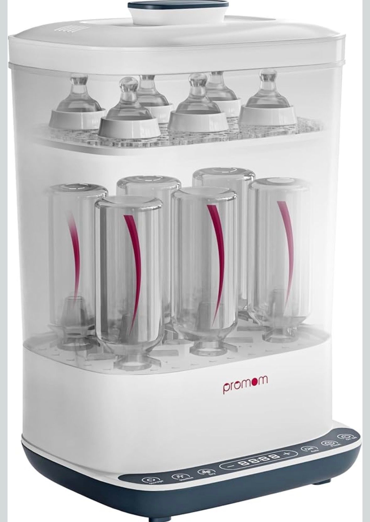PROMOM 6-in-1 Baby Bottle Sterilizer & Dryer with Air Filter & LED Controls