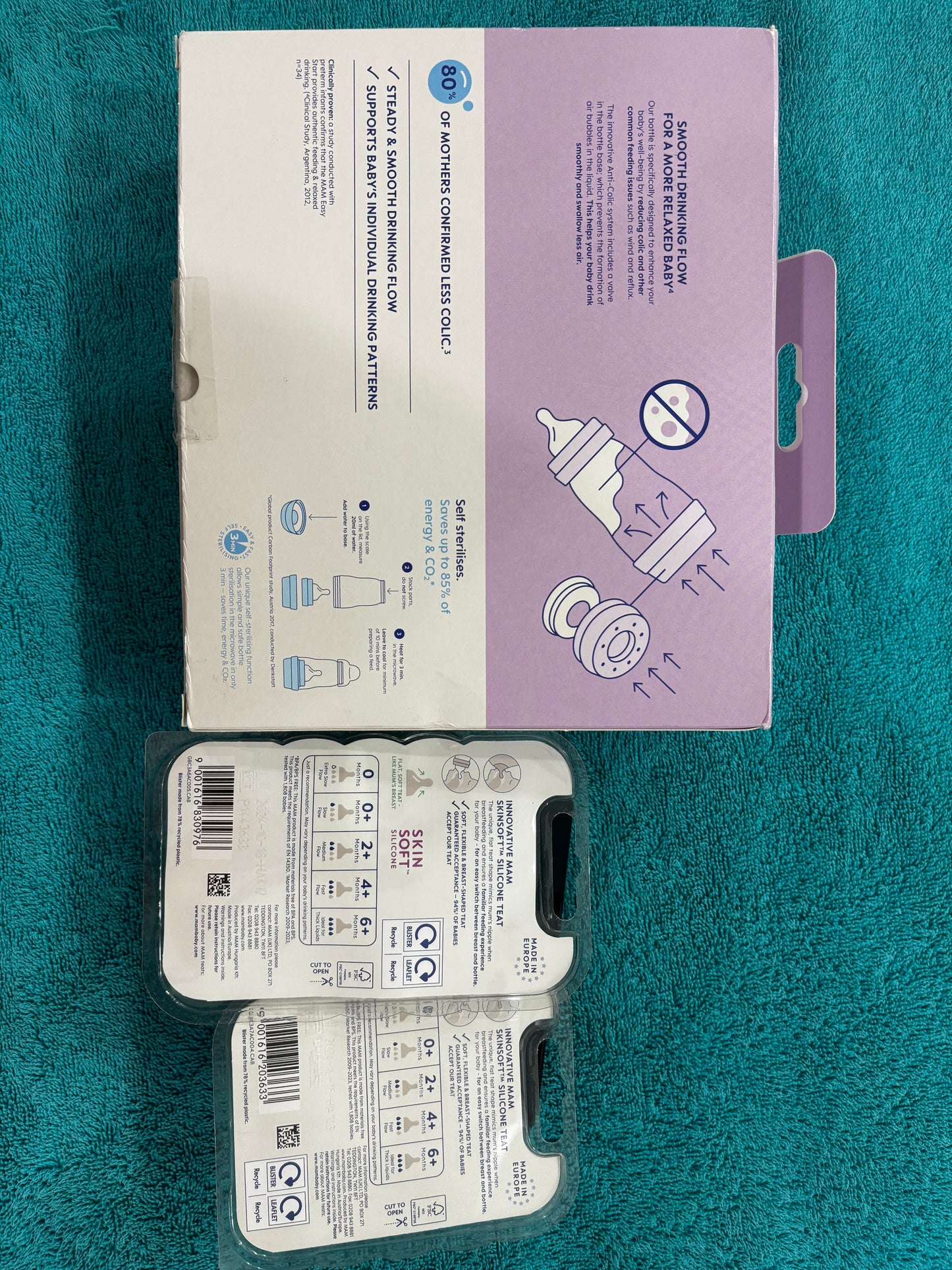 MAM MAM Easy Start Anti-Colic Baby Bottles + Teats for 4/6 Months +