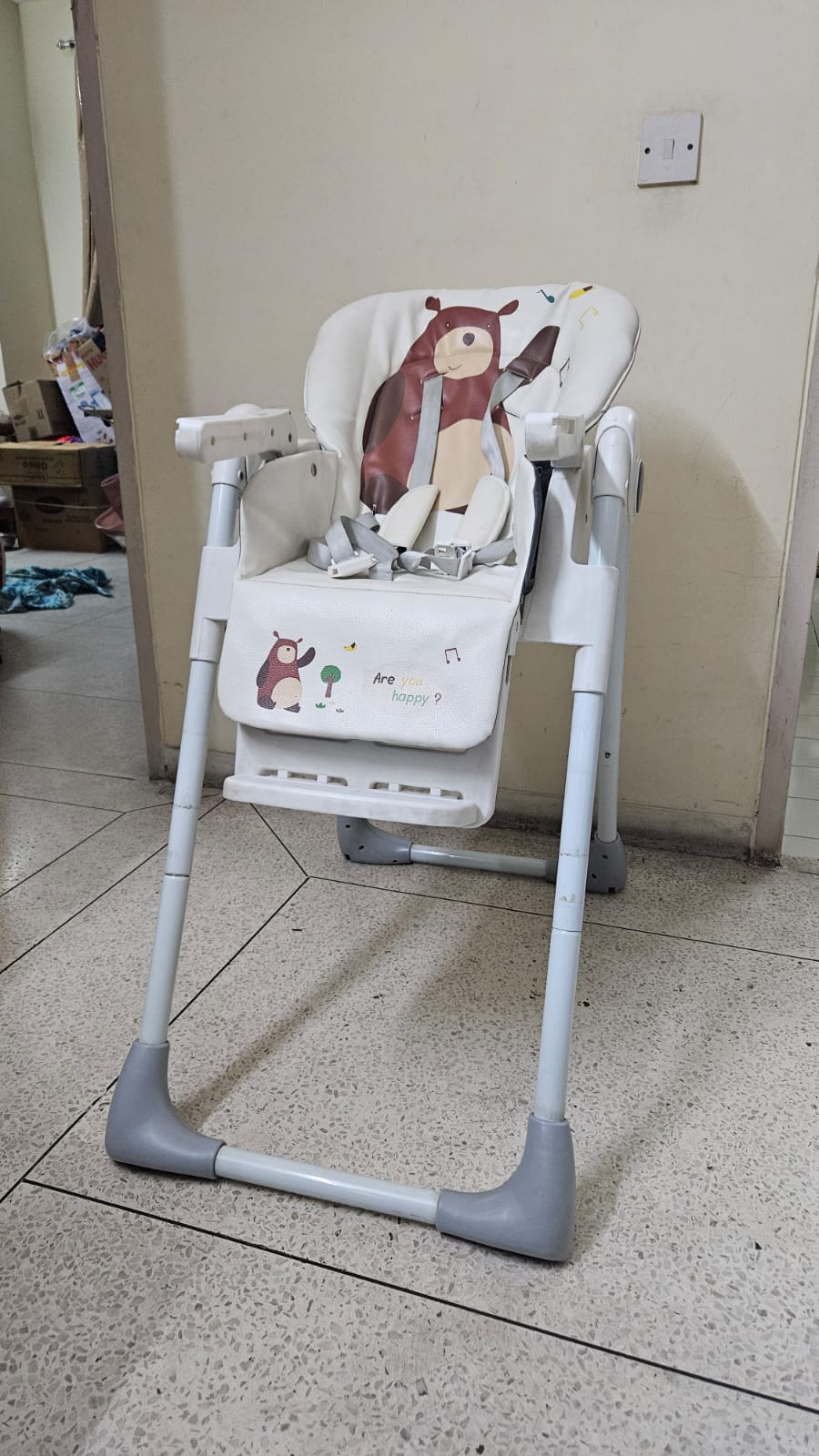 R for Rabbit Marshmallow Lite High Chair, 2022, Grey, Gently Loved