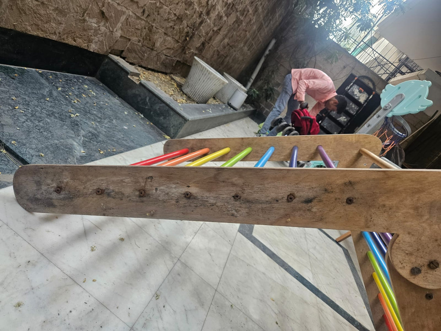 Shumee Wooden Rainbow Pikler Triangle With Climber For Babies (6+ Months)