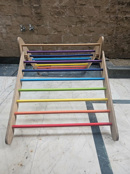 Shumee Wooden Rainbow Pikler Triangle With Climber For Babies (6+ Months)