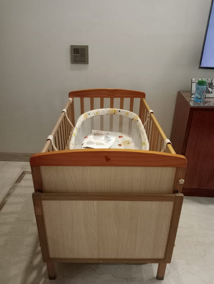 Babyhug Kelly Wooden Cot with Detachable Bassinet | Comes with 2 Mattresses