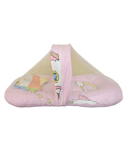 Newborn Combo - Baby Bedding set with mosquito net (Baybee) + Feeding Pillow ( Hoopa)  Combo