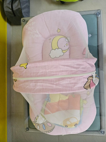 Newborn Combo - Baby Bedding set with mosquito net (Baybee) + Feeding Pillow ( Hoopa)  Combo