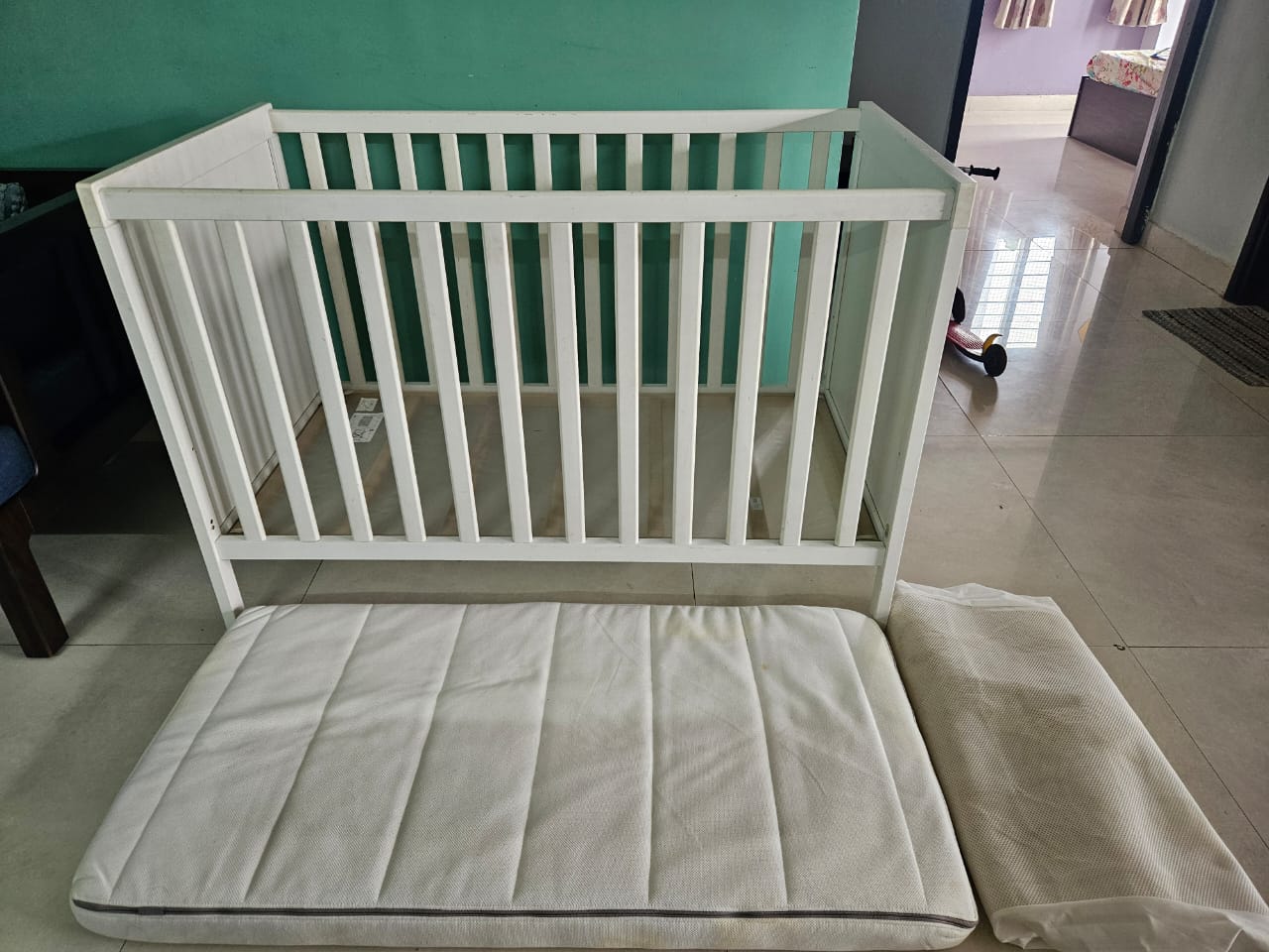 Ikea Sundvik Cot With Mattress & Mattress Protector