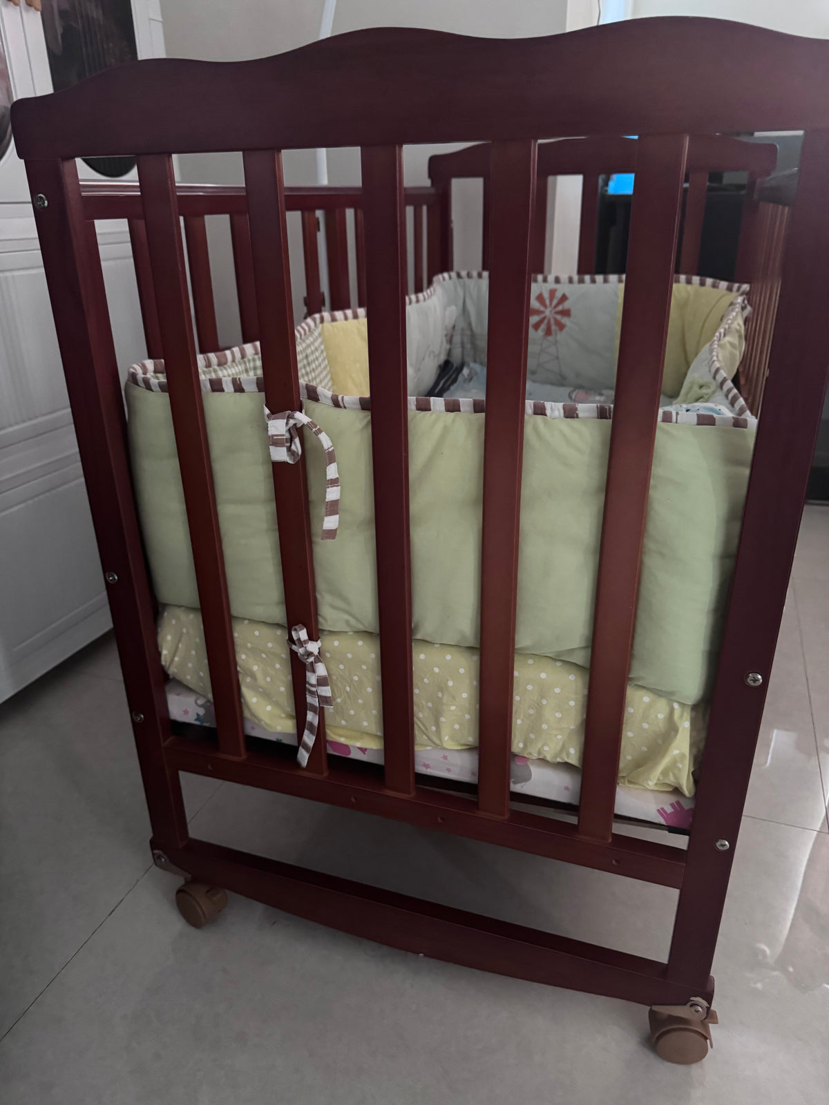 Babyhug Wooden Cot cum Rocker with Accessories