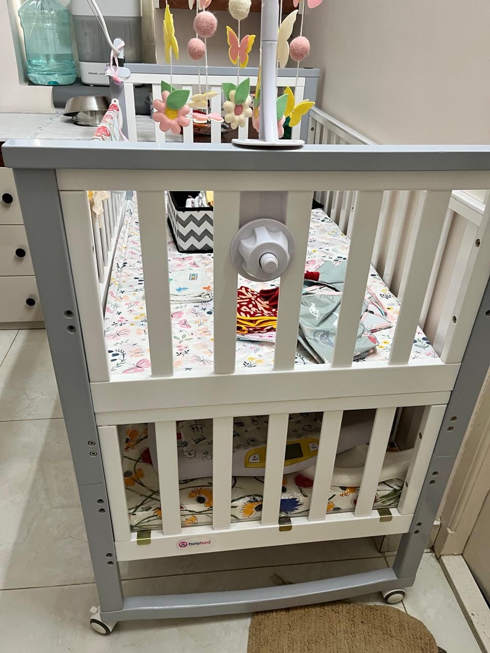 Huny Huny  Pinewood Multifunctional Baby Bed Crib Rocking Cot