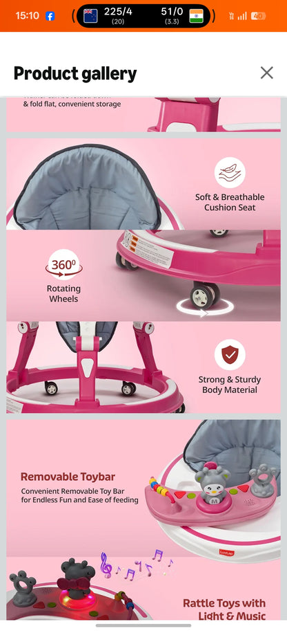 LuvLap 360° Joy Baby Walkers for 9+ Months