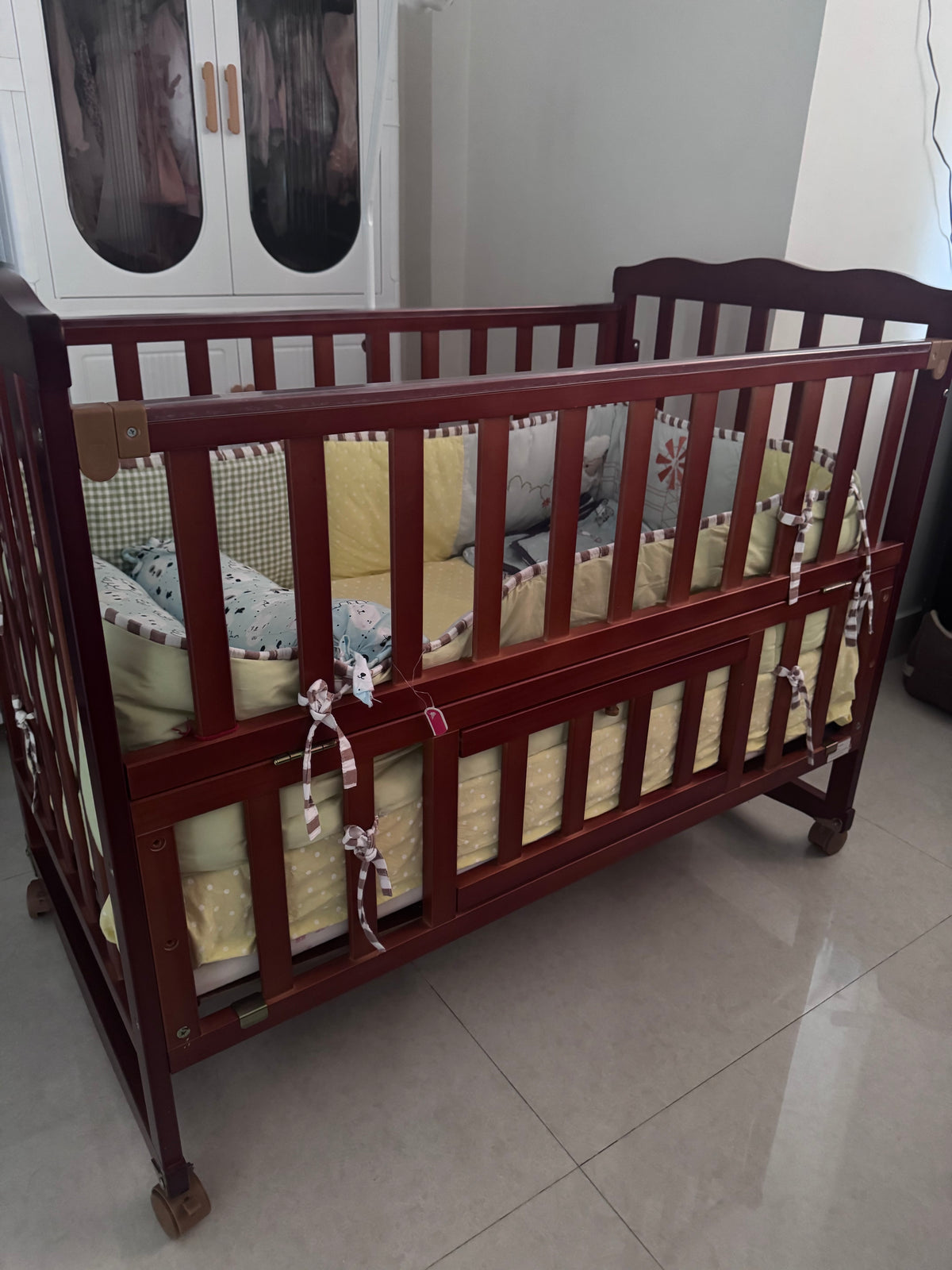 Babyhug Wooden Cot cum Rocker with Accessories