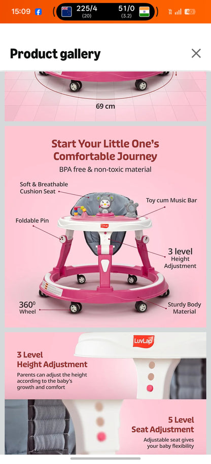 LuvLap 360° Joy Baby Walkers for 9+ Months
