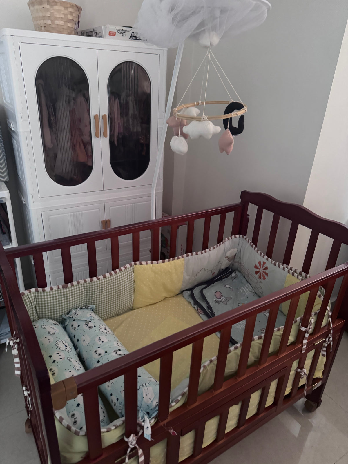 Babyhug Wooden Cot cum Rocker with Accessories