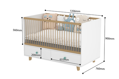 Littlebird India 4 in 1 Elegant Crib with Storage (Mattress included)