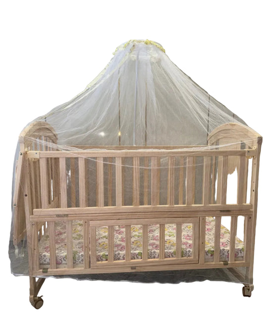 Hunyhuny Pinewood Crib With Mosquito Net