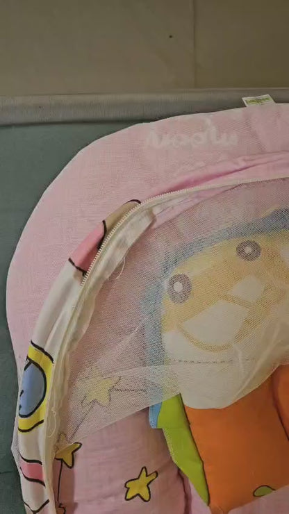 Newborn Combo - Baby Bedding set with mosquito net (Baybee) + Feeding Pillow ( Hoopa)  Combo