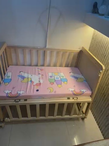 Huny Huny Pinewood Baby Bed 6-in-1 Multifunctional Rocking Cot