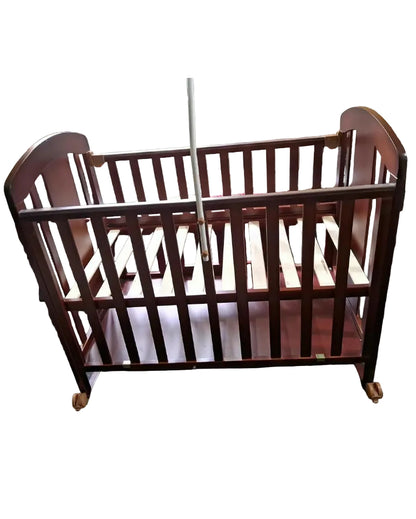 Babyhug Wooden Cot With Baby Mattress and Blanket