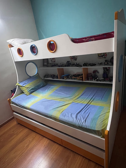 Royaloak Kids Bunk Bed with Storage & 2 Mattresses