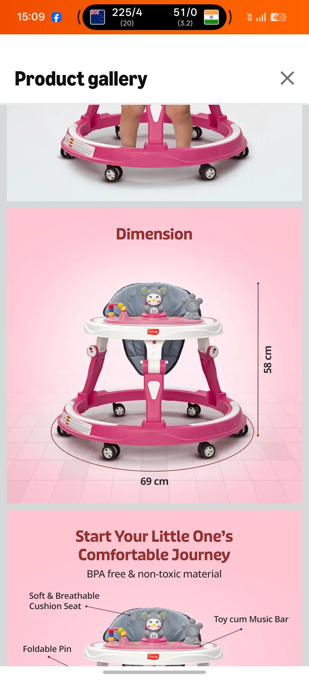 LuvLap 360° Joy Baby Walkers for 9+ Months