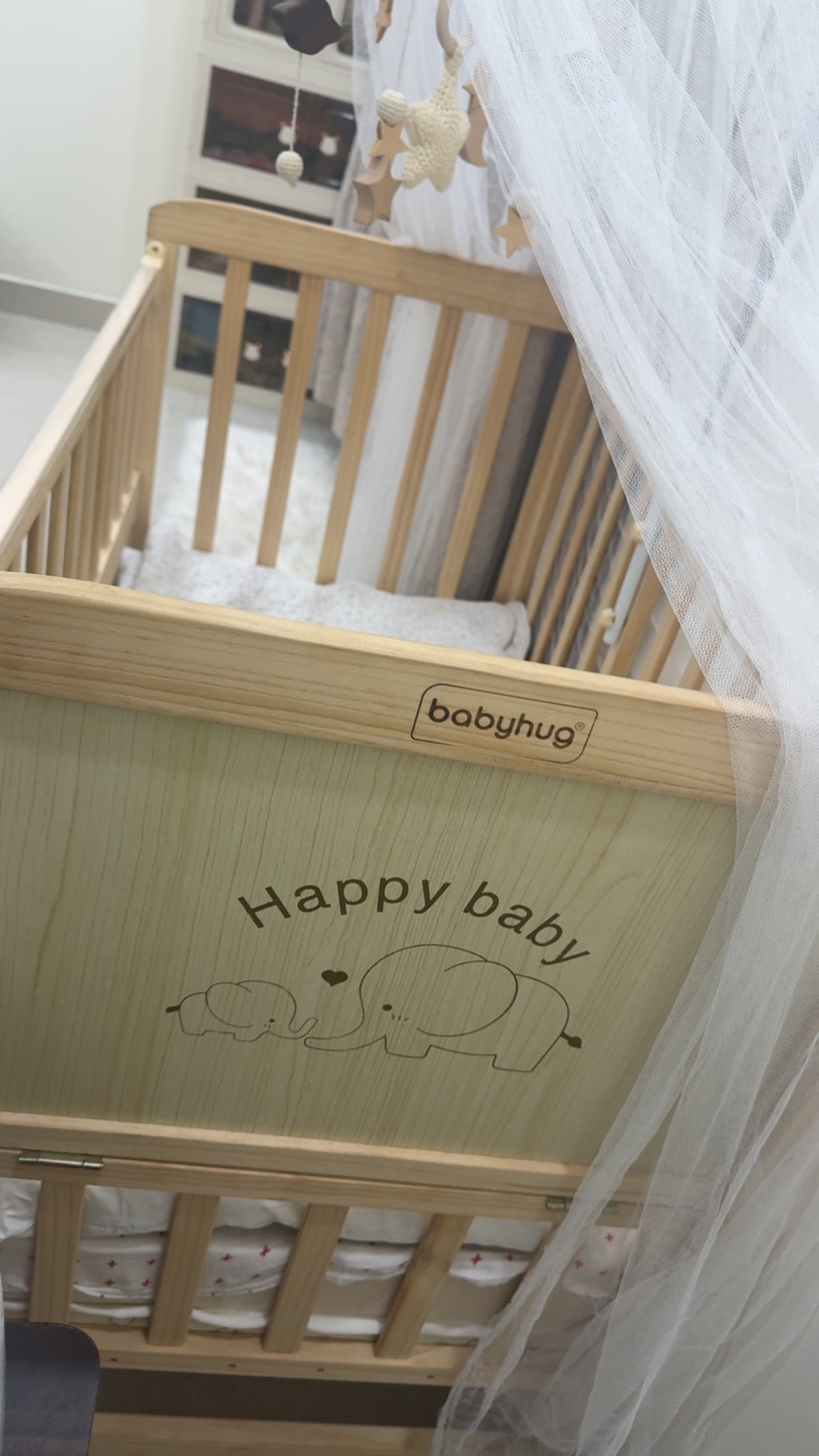 Babyhug 6-in-1 Cot with Mattress & Crib Hanger