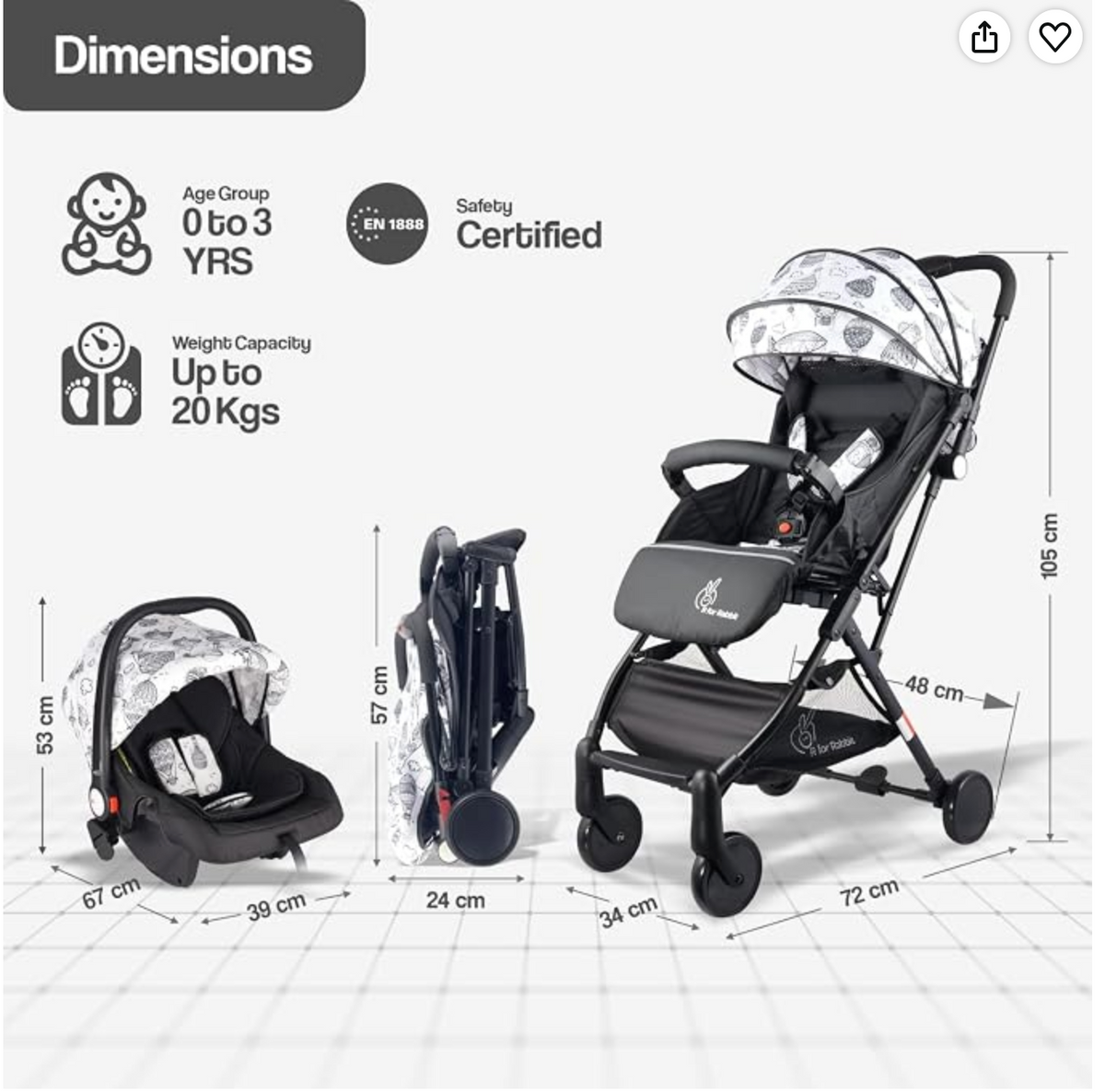 R for Rabbit Pocket Stroller Lite Travel System